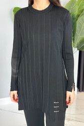 Remsa - Accessory Detail Ribbed Knit Tunic 35041 Black