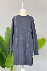 Remsa - Basic Stitch Detailed Sweat Tunic 10425 Smoke Grey