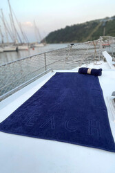 Remsa Mayo - Beach Cotton Beach Towel 01 Navy Blue