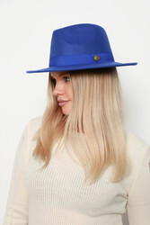 Remsa - Button Detail Straw Hat 1145 Cobalt Blue