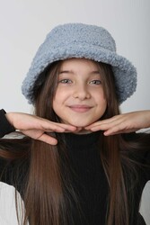 Remsa - Children's Curly Plush Bucket Hat RKŞ-Ç-10 Blue