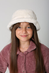 Remsa - Children's Plush Bucket Hat RKŞ-Ç-01 Ecru