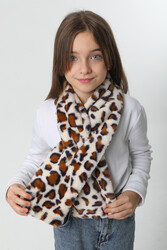 Remsa - Children's Plush Scarf Neckwarmer RKB-Ç-01 Ecru Leopard