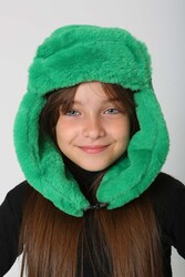 Remsa - Children's Snapped Fur-Eared Plush Beanie Hat RKŞ-Ç-03 Benetton