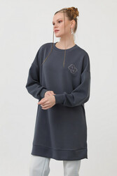 Remsa - Embroidery Detail Modal Sweat Tunic 10614 Black