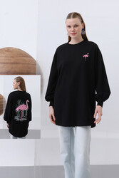 Remsa - Flamingo Embroidery Detail Tunic 10630 Black