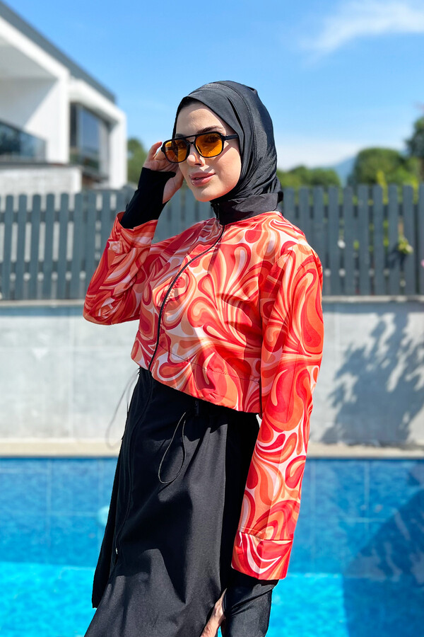 Fully Covered Hijab Swimsuit 2322 Pera Orange