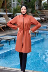 Remsa Mayo - Fully Covered Hijab Swimsuit Agata 8070 Cinnamon Remsa Swimsuit