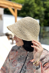 Remsa Mayo - Hand-Knitted Straw Hat RŞ-83 Beige