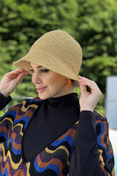 Remsa Mayo - Hand-Knitted Straw Hat RŞ-83 Camel