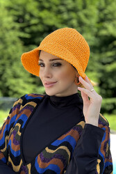 Remsa Mayo - Hand-Knitted Straw Hat RŞ-83 Orange