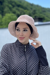 Remsa Mayo - Hand-Knitted Straw Hat RŞ-83 Powder Pink