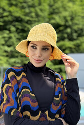 Remsa Mayo - Hand-Knitted Straw Hat RŞ-83 Yellow