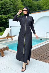 Remsa Mayo - Long Full Length Fully Covered Hijab Swimsuit Noslen 1255 Black Remsa Swimsuit