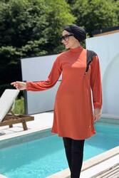 Remsa - Lycra Full Covered Hijab Swimsuit Rozamay Alani 9238 Cinnamon