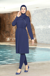 Remsa - Lycra Fully Covered Hijab Swimsuit 1266/02 Dark Navy Blue