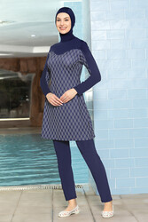 Remsa - Lycra Fully Covered Hijab Swimsuit 1272 Navy Blue