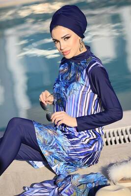 RemsaSwimwearLycraFullyCoveredHijabSwimsuitRemsaSwimsuitPeacockDesign