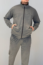 Remsa Spor - Men's Lycra Cotton Ribbed Tracksuit Set 3719 Anthracite