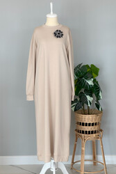 Missemramiss - Missemramiss Accessorized Comfort Dress 4327 Beige