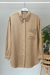 Lale Butik - Missemramiss Sea Shell Embroidered Shirt Tunic 4360 Beige