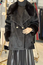 Missemramiss - Missemramiss Special Viverre Fur-Lined Jacket 4555 Black