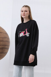 Remsa - Motor Embroidered Sweat Tunic 10636 Black