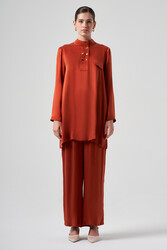 Nuss - Nuss Cupra Snap Detail Pantsuit 1012 Terracotta