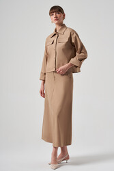 Nuss - Nuss Jacket Skirt Set 6025 - Camel