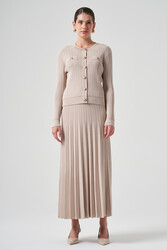 Nuss - Nuss Mercerized Knit Cardigan Skirt Set 1315 - Beige