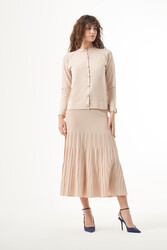 Nuss - Nuss Mercerized Knit Ribbed Skirt Suit 1300 Beige