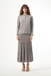 Nuss - Nuss Mercerized Knit Ribbed Skirt Suit 1300 Grey