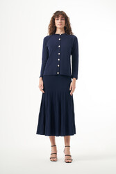 Nuss - Nuss Mercerized Knit Ribbed Skirt Suit 1300 Navy