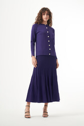 Nuss - Nuss Mercerized Knit Ribbed Skirt Suit 1300 Purple