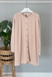 Nuss - Nuss Mercerized Line Detail Buttoned Cardigan 1100 Beige