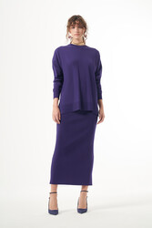 Nuss - Nuss Mercerized Pencil Skirt Suit 1303 Purple