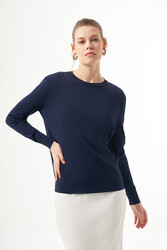 Nuss - Nuss Mercerized Short Tunic Blouse 1202 Navy Blue