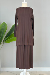 Remsa - Nuss Mercerized Thick Ribbed Pants Suit 1101 Brown