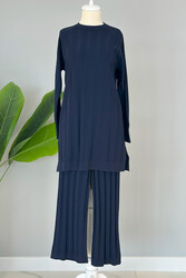 Remsa - Nuss Mercerized Thick Ribbed Pants Suit 1101 Navy Blue