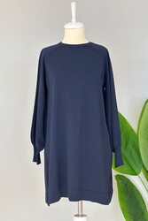 Nuss - Nuss Mercerized Wrist Detailed Basic Tunic 500 Navy Blue