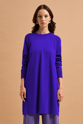 Nuss - Nuss Mercerized Wrist Detailed Basic Tunic 500 Saks Blue