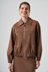 Nuss - Nuss Zip-Up Short Jacket 6027 Dark Brown