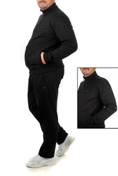 Remsa Spor - Plus Size Stretch Cotton Men's Tracksuit 1714 Black