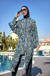 Remsa Mayo - Remsa Modest Swimsuit with Single Kaftan Kimono Pareo RP011 İznik