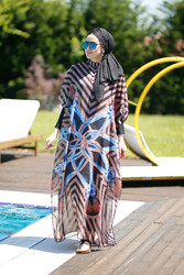 Remsa Mayo - Remsa Swimsuit Patterned Single Kaftan Pareo Star Rope on Hijab Swimsuit