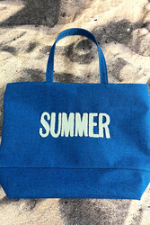 Remsa Mayo - Summer Embroidered Beach Bag Sax Blue