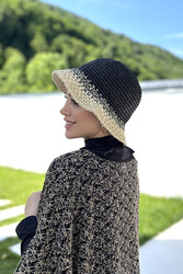 Remsa Mayo - The Hand-Knitted Straw Hat RŞ-102 Black Beige