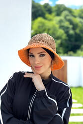 Remsa Mayo - The Hand-Knitted Straw Hat RŞ-102 Camel Orange