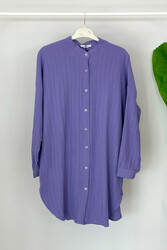 Lale Butik - Viscose Oversize Crinkled Tunic Shirt Mara 4092 Lilac