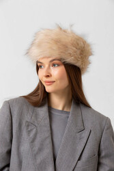 Remsa - Women's Fur-Lined Bucket Hat RKŞ-13 Beige